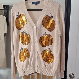 Sequin Pumpkin Cardigan Sweater